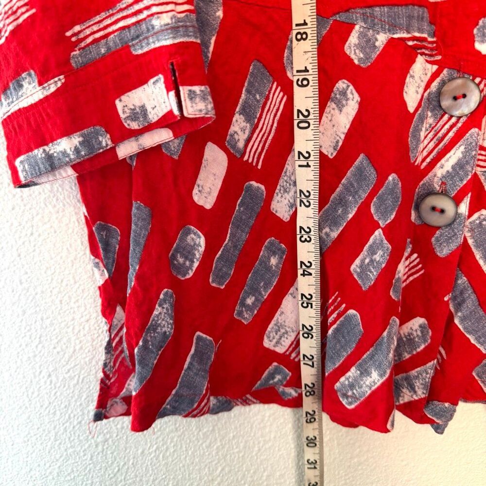 John Mark Red Patterned Button Down Blouse Size Xl - image 3
